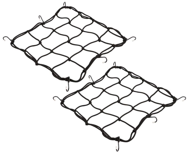 sdoot Bungee Net with Hooks sdoot auto Motorcycle Cargo Net 12x12'' Small Cargo Net, 2 Pack Heavy Duty Bike Bungee Cord Net Stretch to 35'' with 6 Adjustable Iron Hooks - Image 1